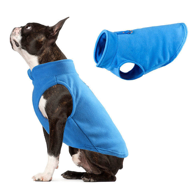 Pet Dog Fleece Vest Thick Warm Solid Color with Leash