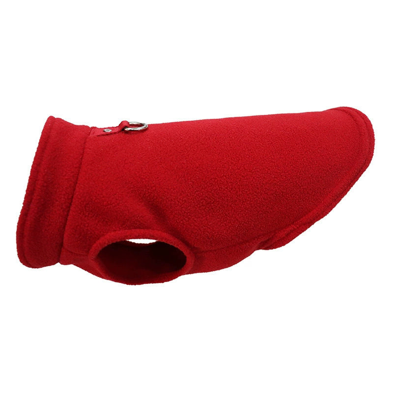 Pet Dog Fleece Vest Thick Warm Solid Color with Leash