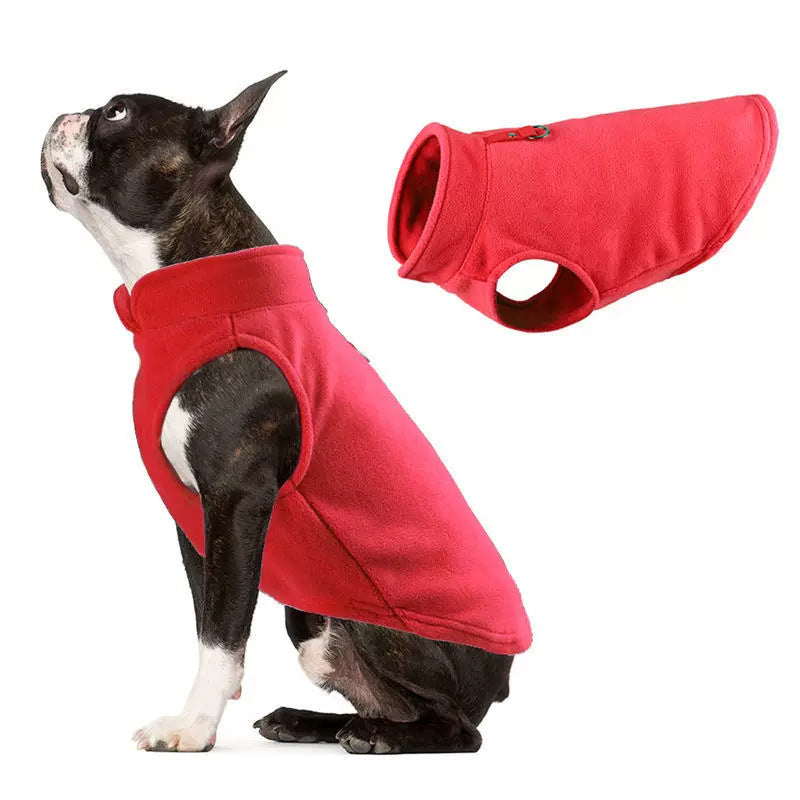Pet Dog Fleece Vest Thick Warm Solid Color with Leash