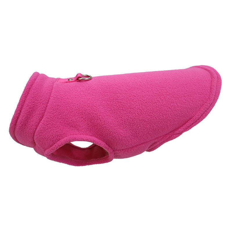 Pet Dog Fleece Vest Thick Warm Solid Color with Leash