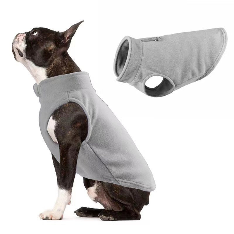 Pet Dog Fleece Vest Thick Warm Solid Color with Leash