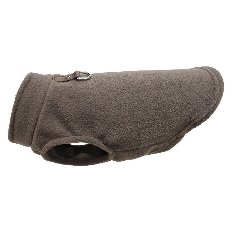 Pet Dog Fleece Vest Thick Warm Solid Color with Leash