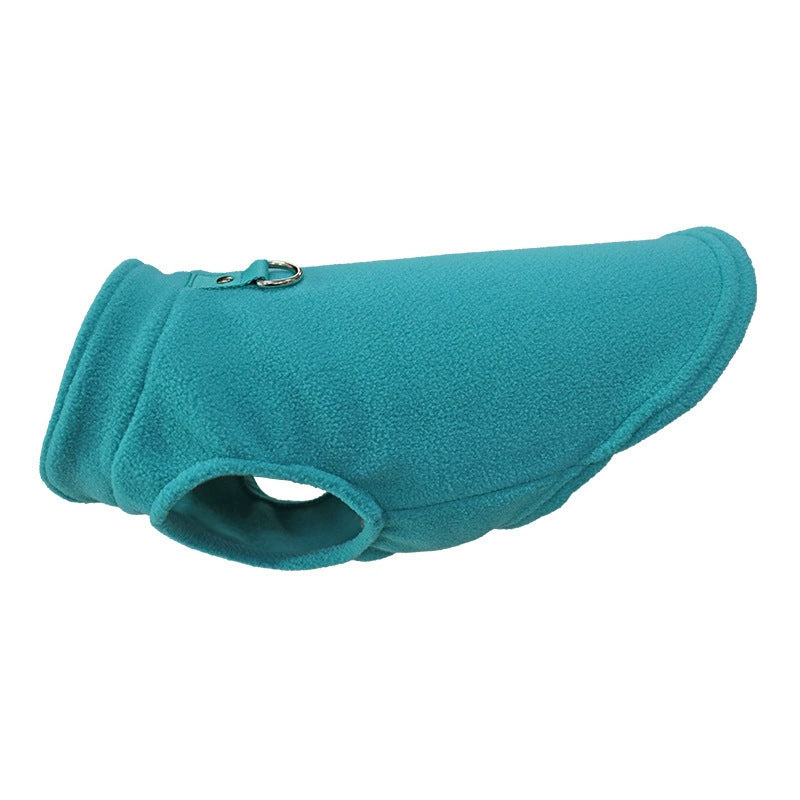 Pet Dog Fleece Vest Thick Warm Solid Color with Leash