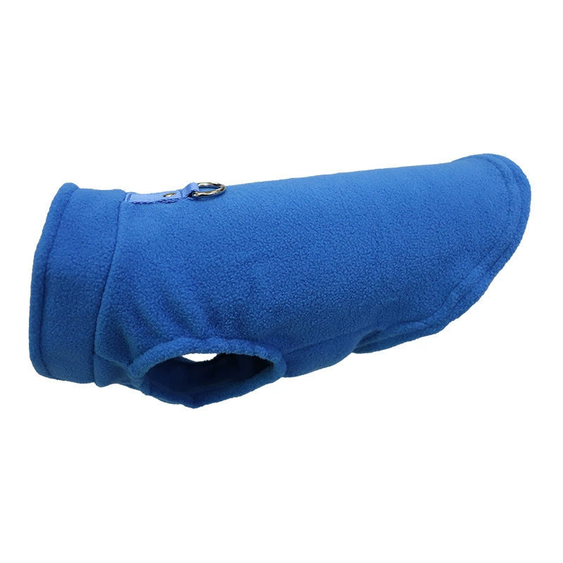 Pet Dog Fleece Vest Thick Warm Solid Color with Leash